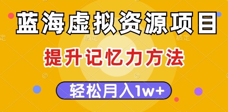 蓝海虚拟资源项目，提升记忆力方法，多种变现方式，轻松月入1w+【揭秘】-19点研学社