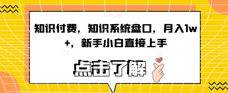 知识付费，知识系统盘口，月入1w+，新手小白直接上手-19点研学社