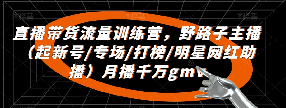 直播带货流量训练营，​野路子主播（起新号/专场/打榜/明星网红助播）月播千万gmv-19点研学社