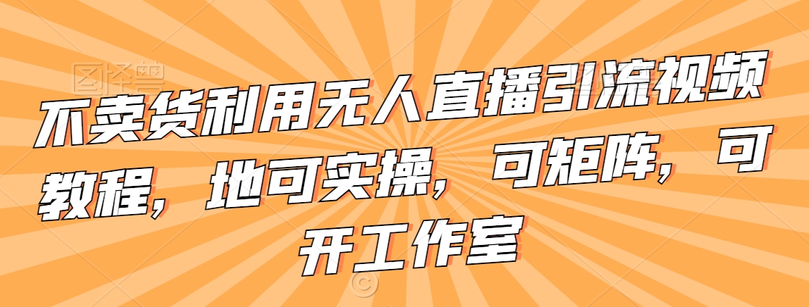 不卖货利用无人直播引流视频教程，地可实操，可矩阵，可开工作室【揭秘】-19点研学社