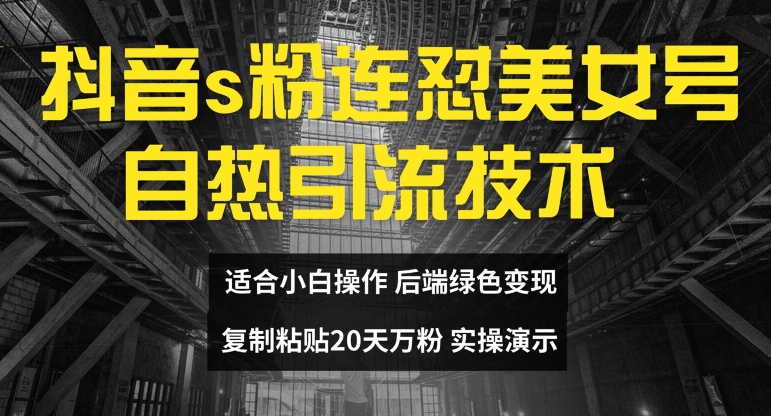 抖音s粉连怼美女号自热引流技术复制粘贴，20天万粉账号，无需实名制，矩阵操作【揭秘】-19点研学社