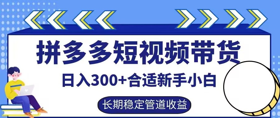 拼多多短视频带货日入300+有长期稳定被动收益，合适新手小白【揭秘】-19点研学社