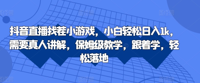 抖音直播找茬小游戏，小白轻松日入1k，需要真人讲解，保姆级教学，跟着学，轻松落地【揭秘】-19点研学社