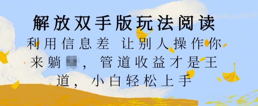 解放双手版玩法阅读，利用信息差让别人操作你来躺Z，管道收益才是王道，小白轻松上手【揭秘】-19点研学社