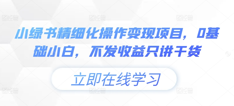 小绿书精细化操作变现项目，0基础小白，不发收益只讲干货-19点研学社