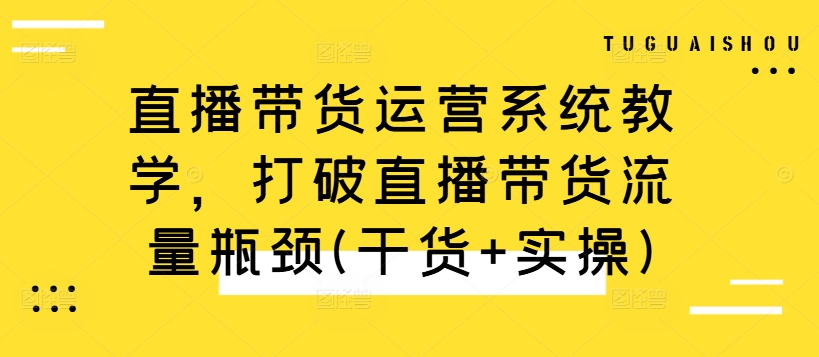 直播带货运营系统教学，打破直播带货流量瓶颈(干货+实操)-19点研学社